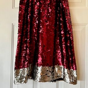 Glamour X by Lane Bryant Red & Silver Sequin Skirt *Size 16